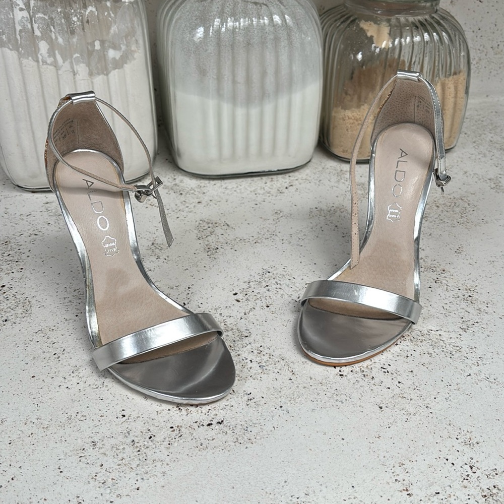 Aldo Strappy Silver Heels